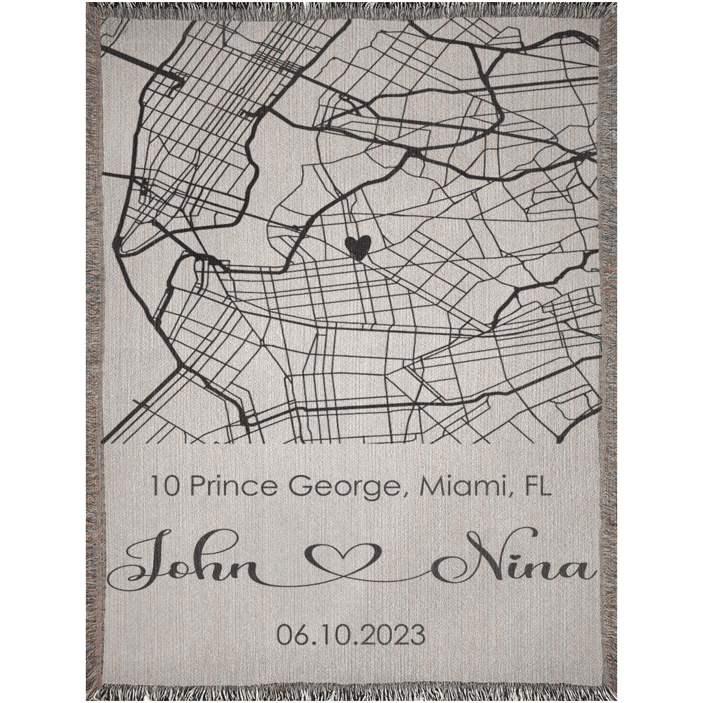 Personalized Map Cotton Blanket