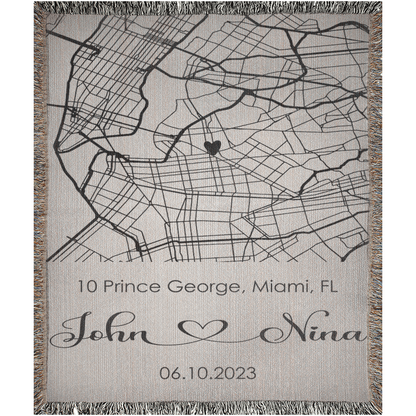 Personalized Map Cotton Blanket