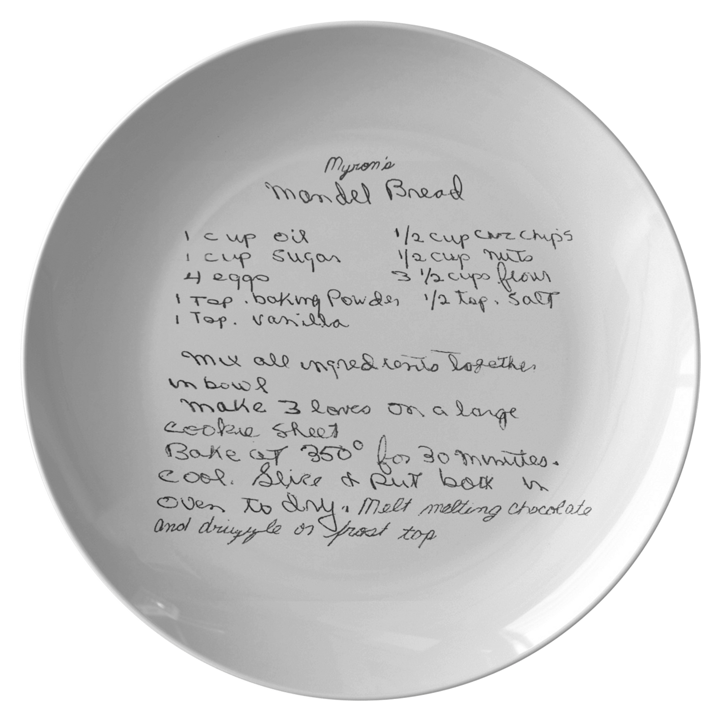 Handwritten Recipe Plate