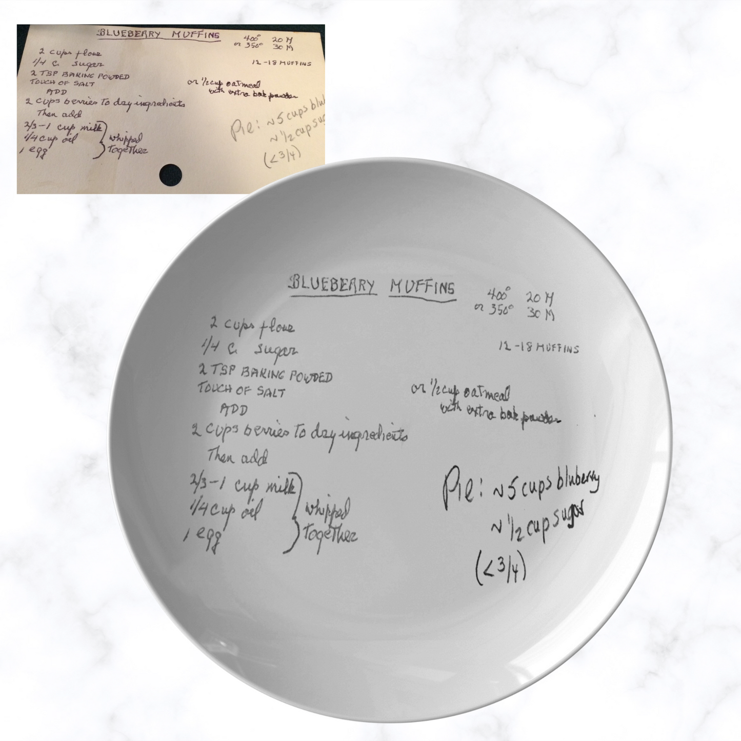 Handwritten Recipe Plate