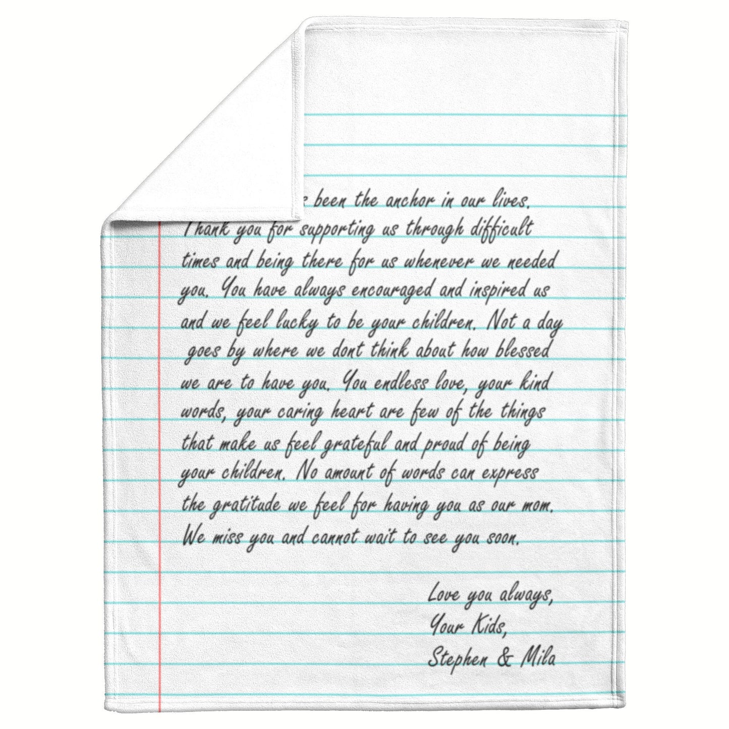 Handwritten Letter Blanket Personalized
