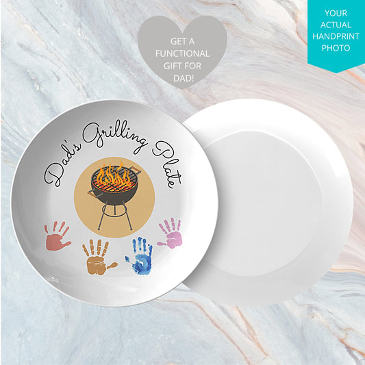 Dads Grilling Plate with Kids handprints