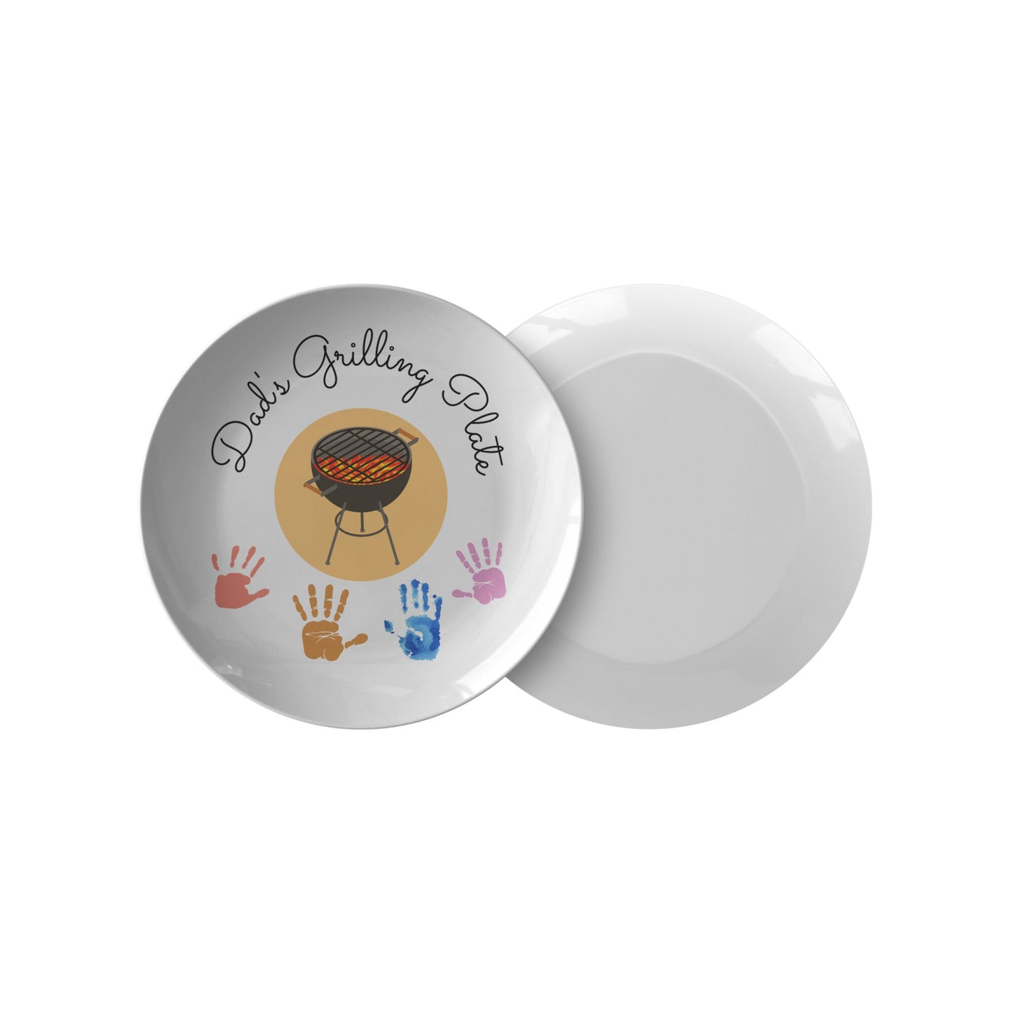 Dad Grilling Plate Kids Handprints