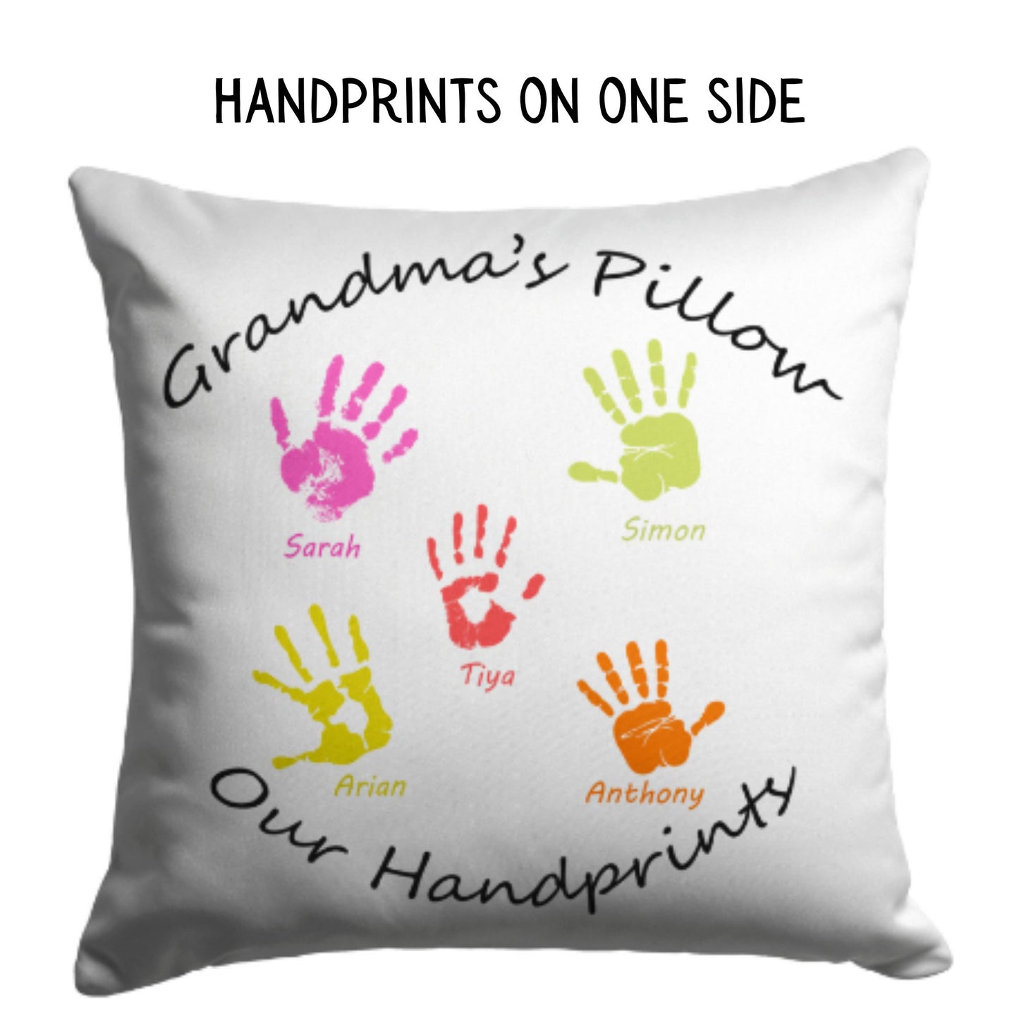 Handprint of kids on pillow