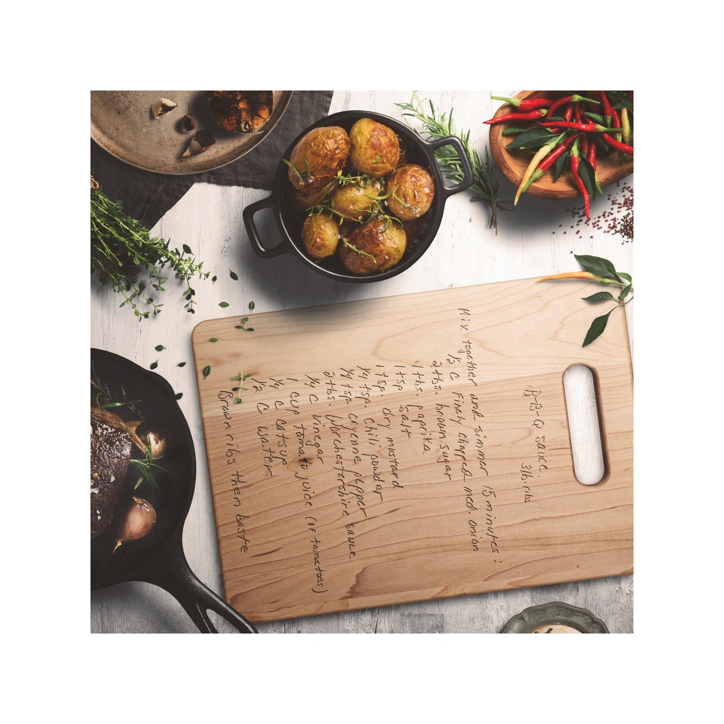 Handwritten Recipe Engraved on Cutting Board