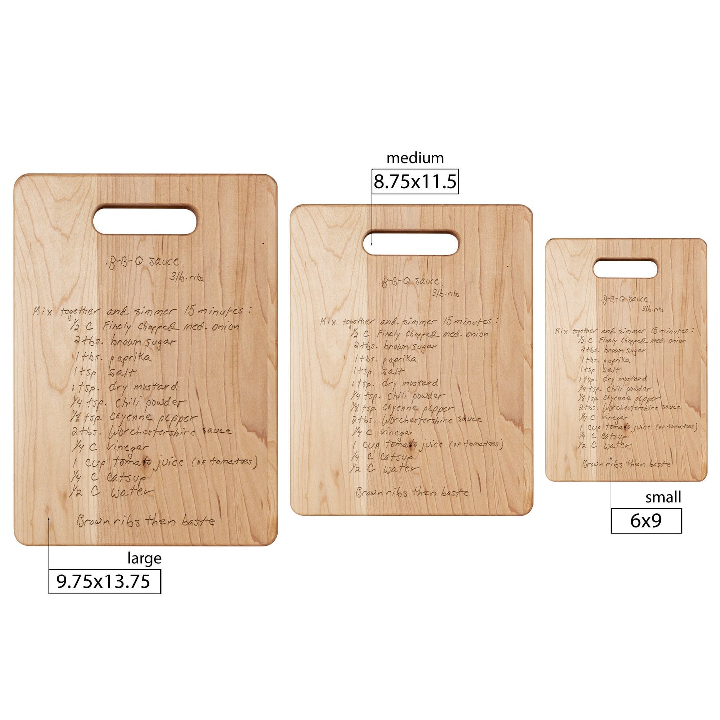 Handwritten Recipe Engraved on Cutting Board