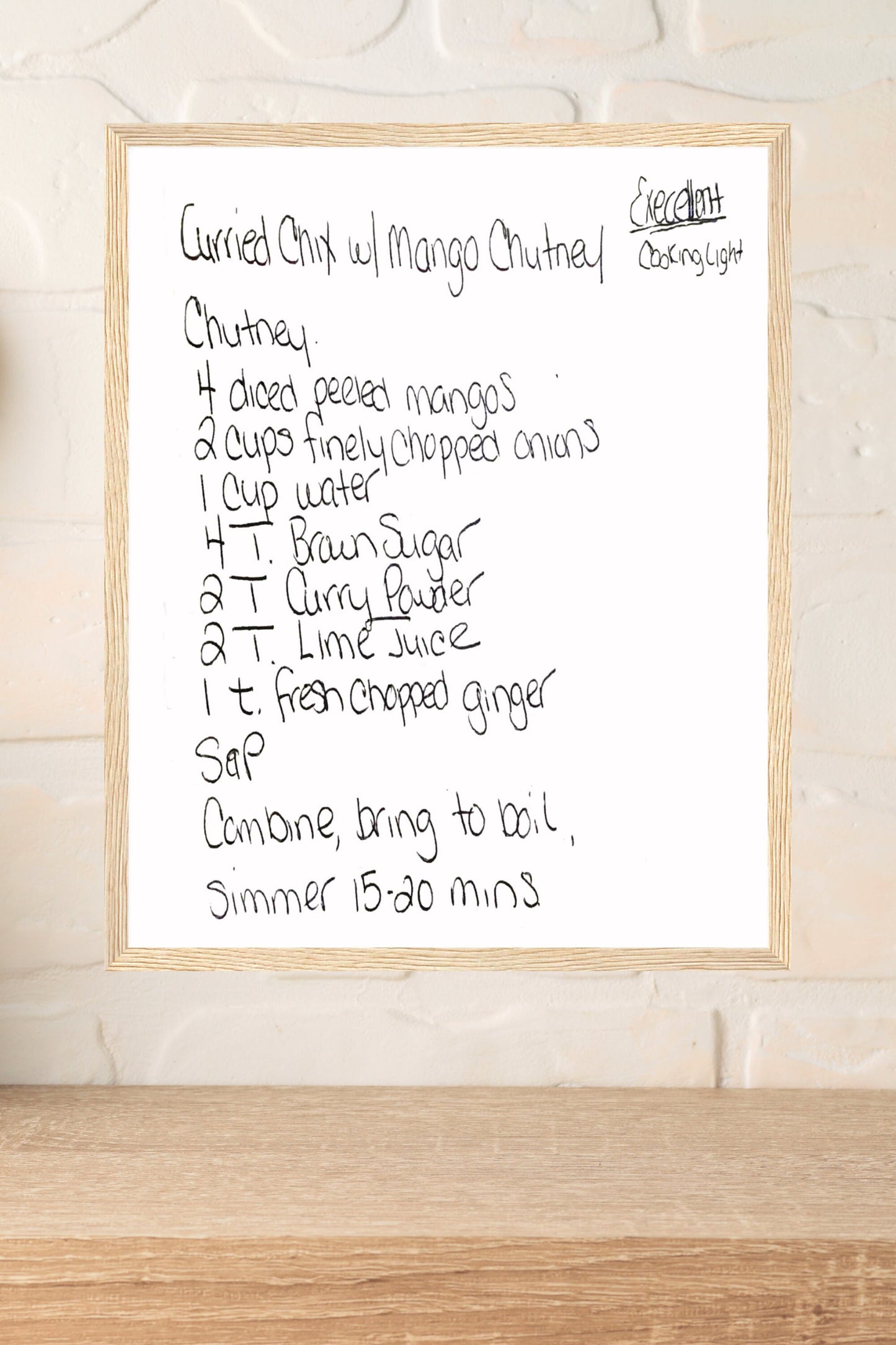 Handwritten Recipe Framed Print