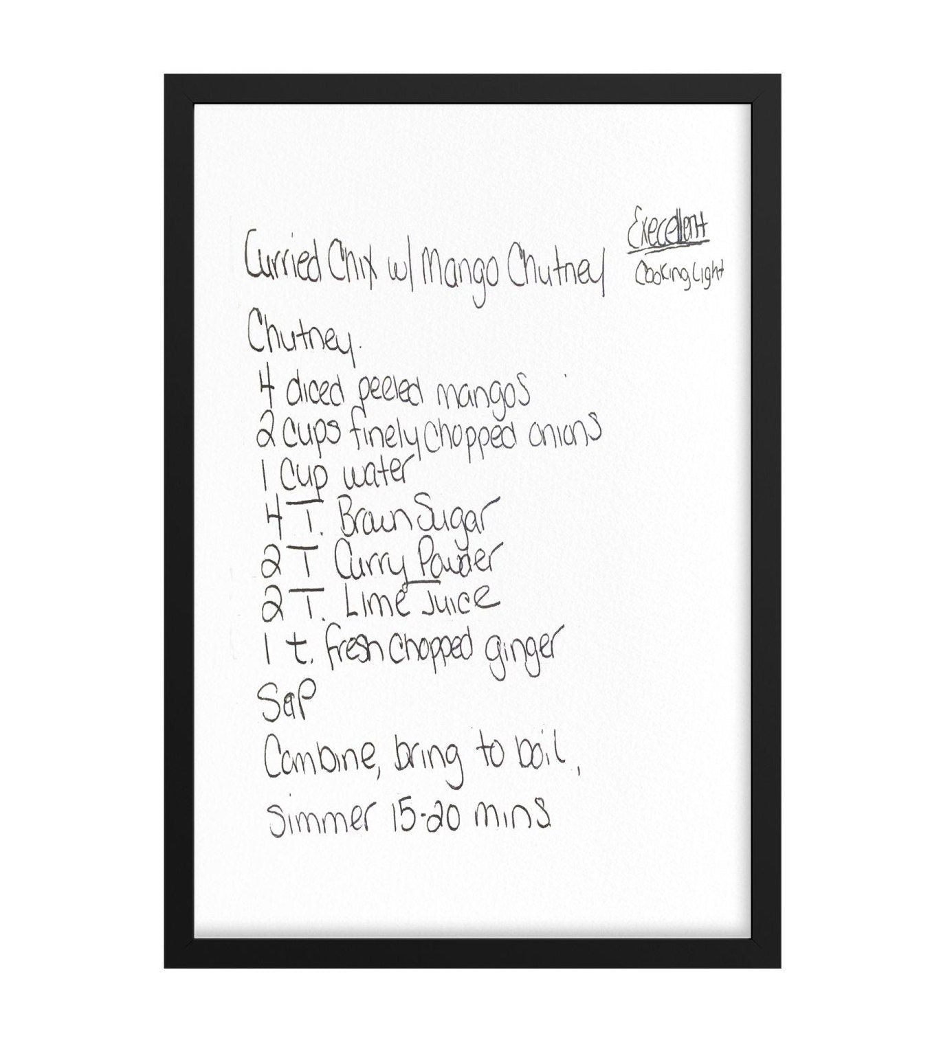 Handwritten Recipe Framed Print