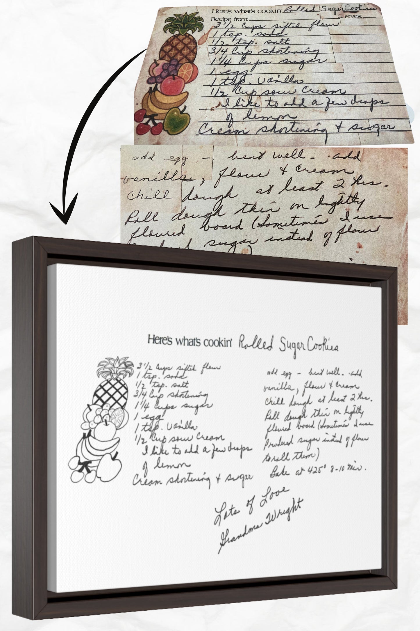 Handwritten Recipe Canvas Print Keepsake
