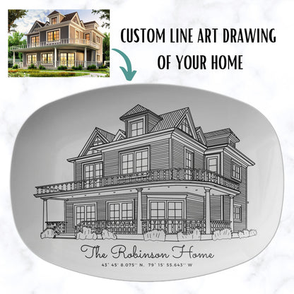 House Line Art on Custom Platter