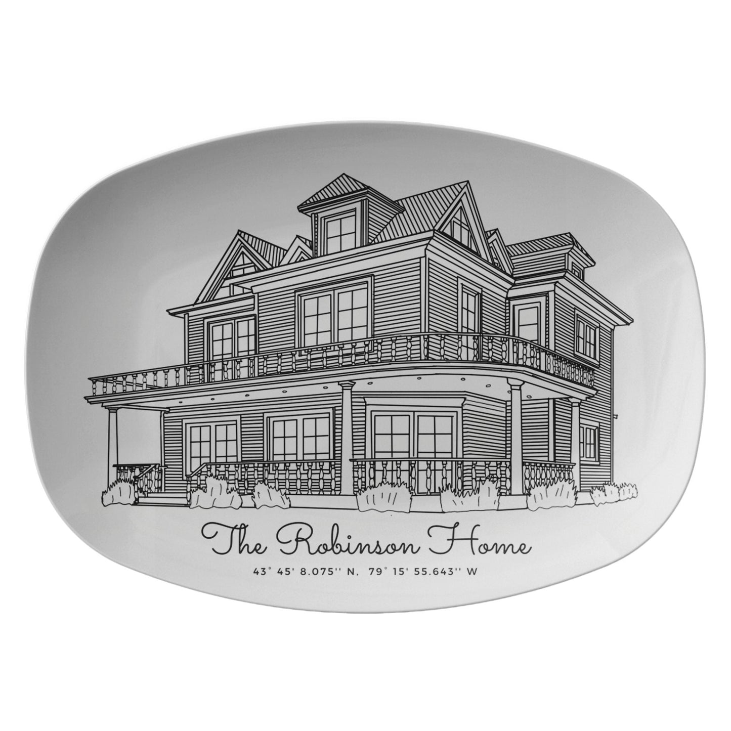 House Line Art on Custom Platter