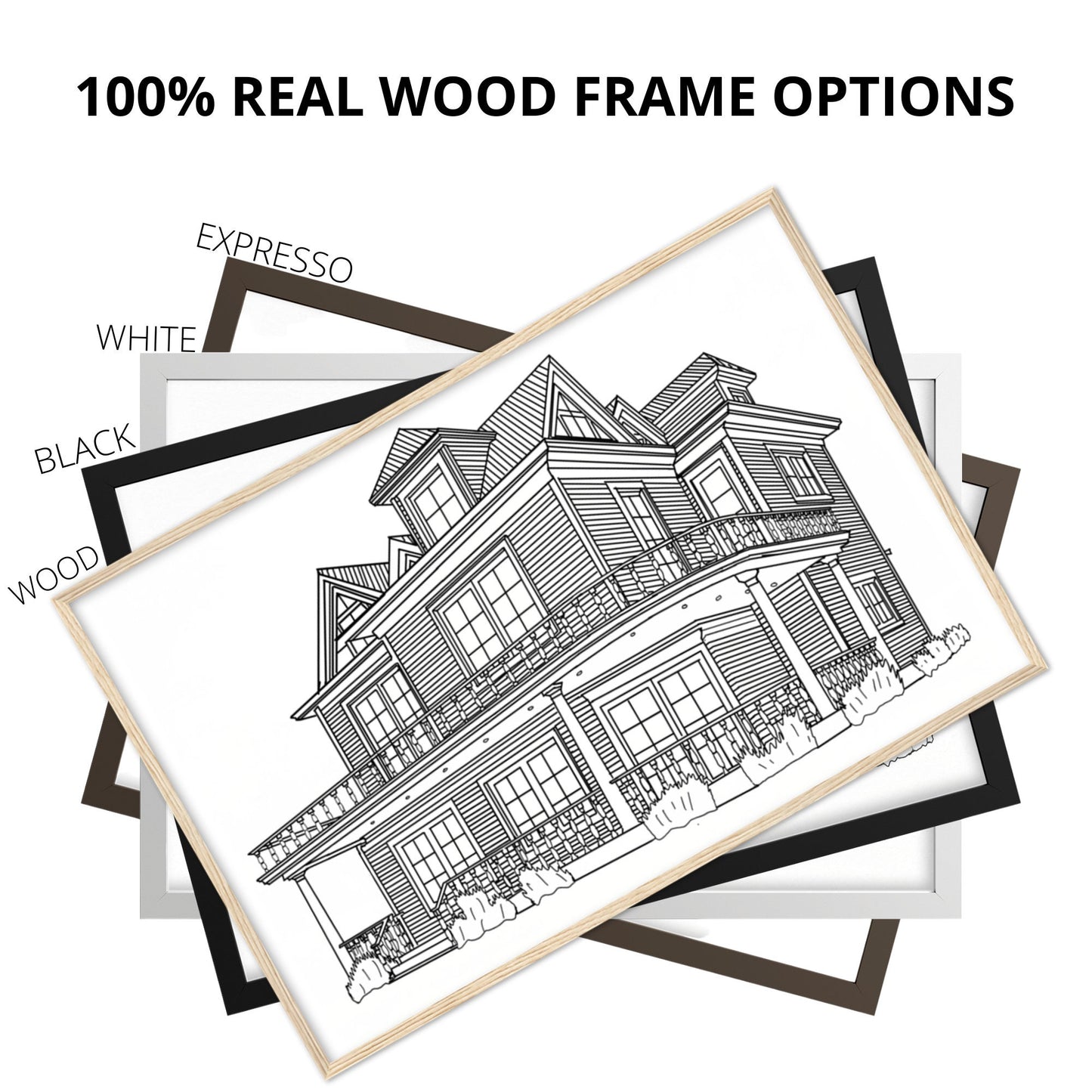 Custom Line Art Drawing of House
