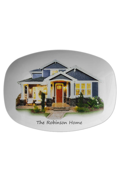 Watercolor House Drawing Platter