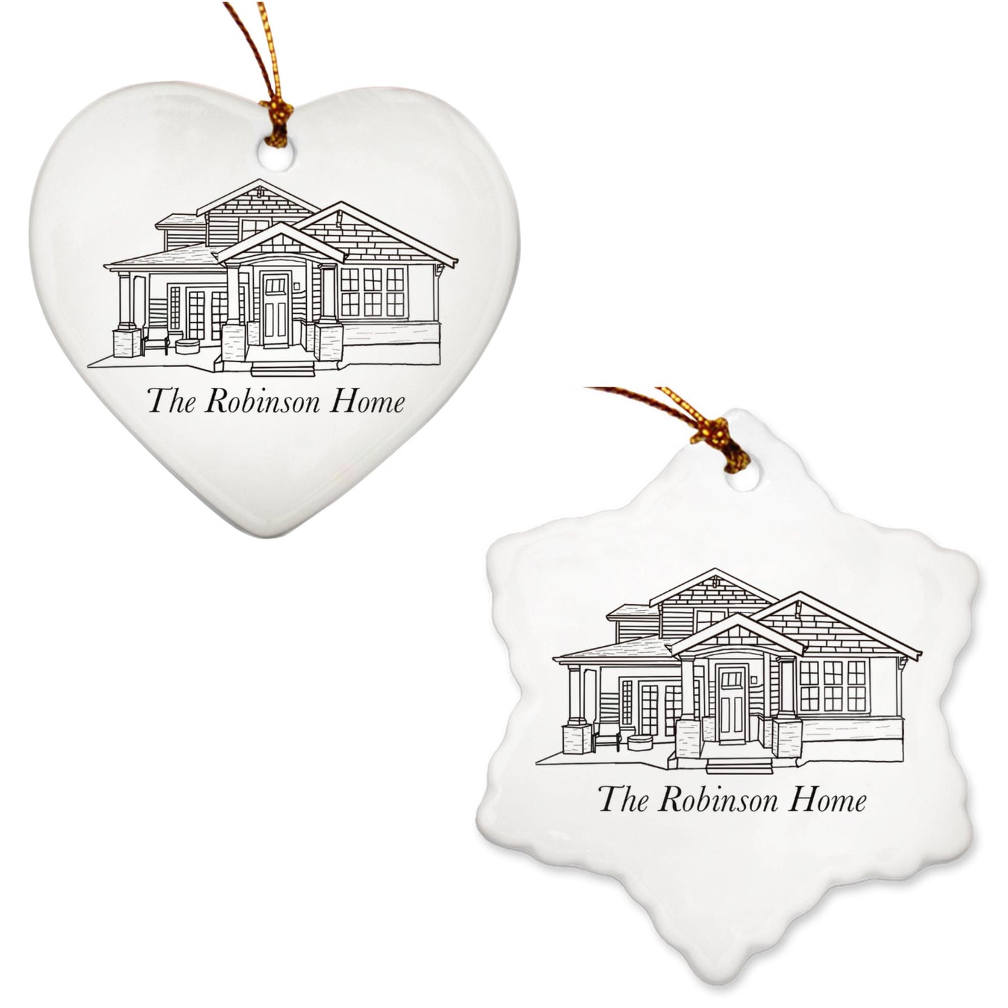 Personalized Home Line Drawing Ornaments