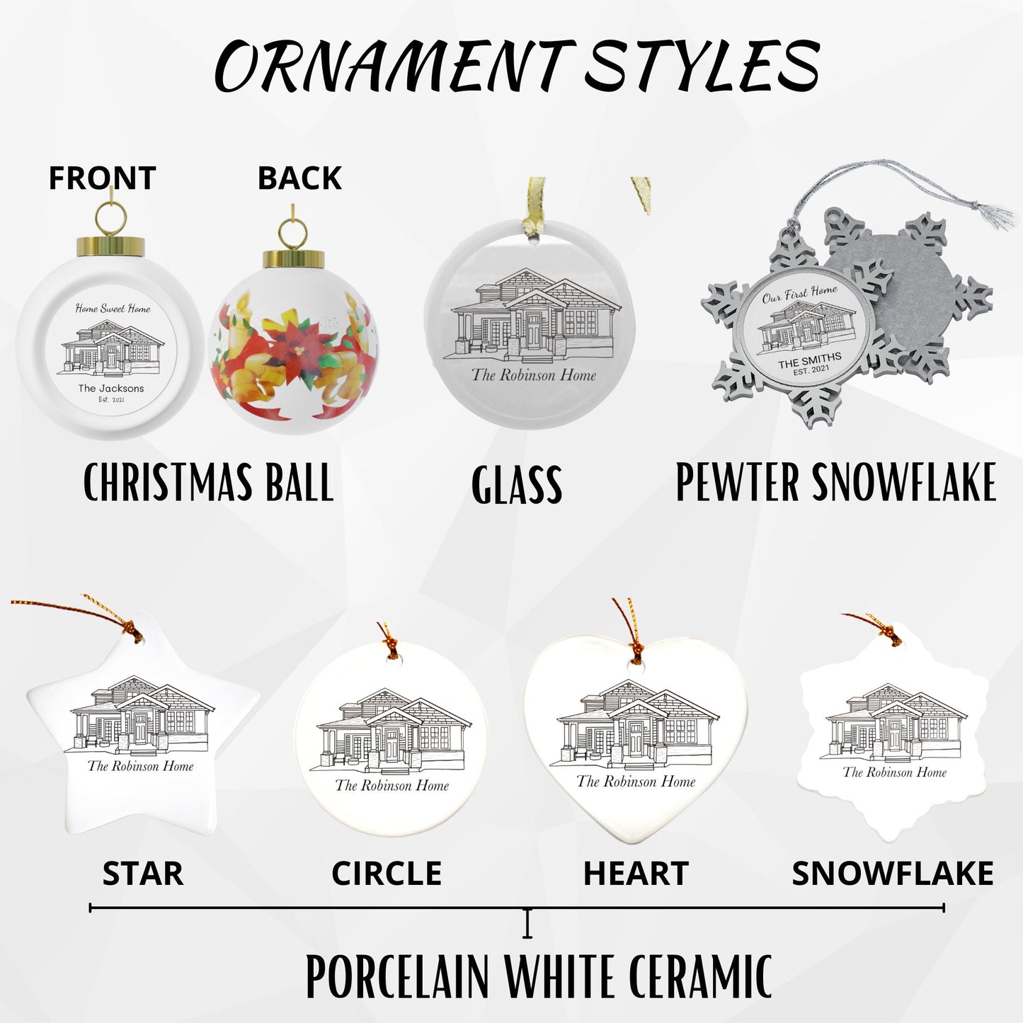 Personalized Home Line Drawing Ornaments