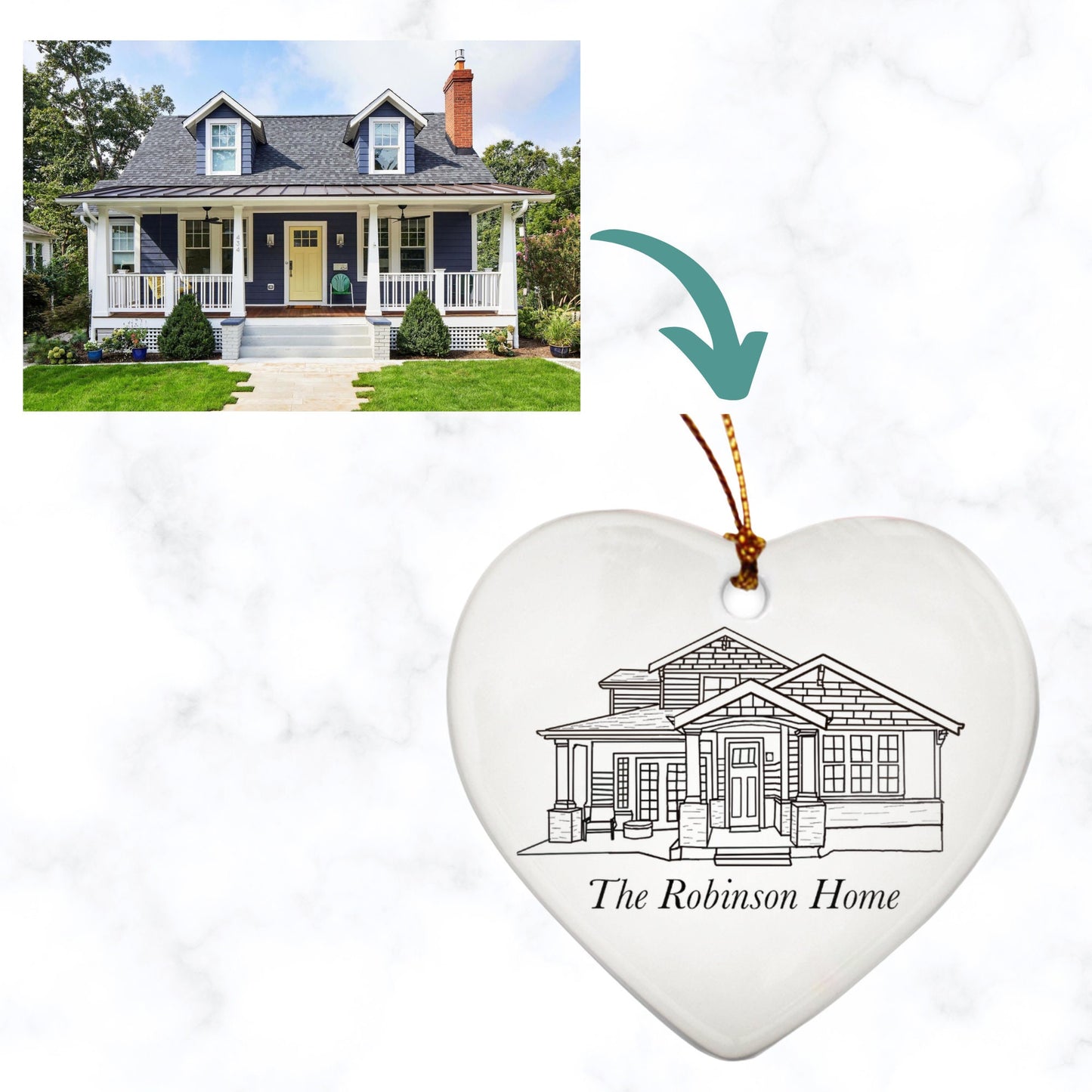 Personalized Home Line Drawing Ornaments