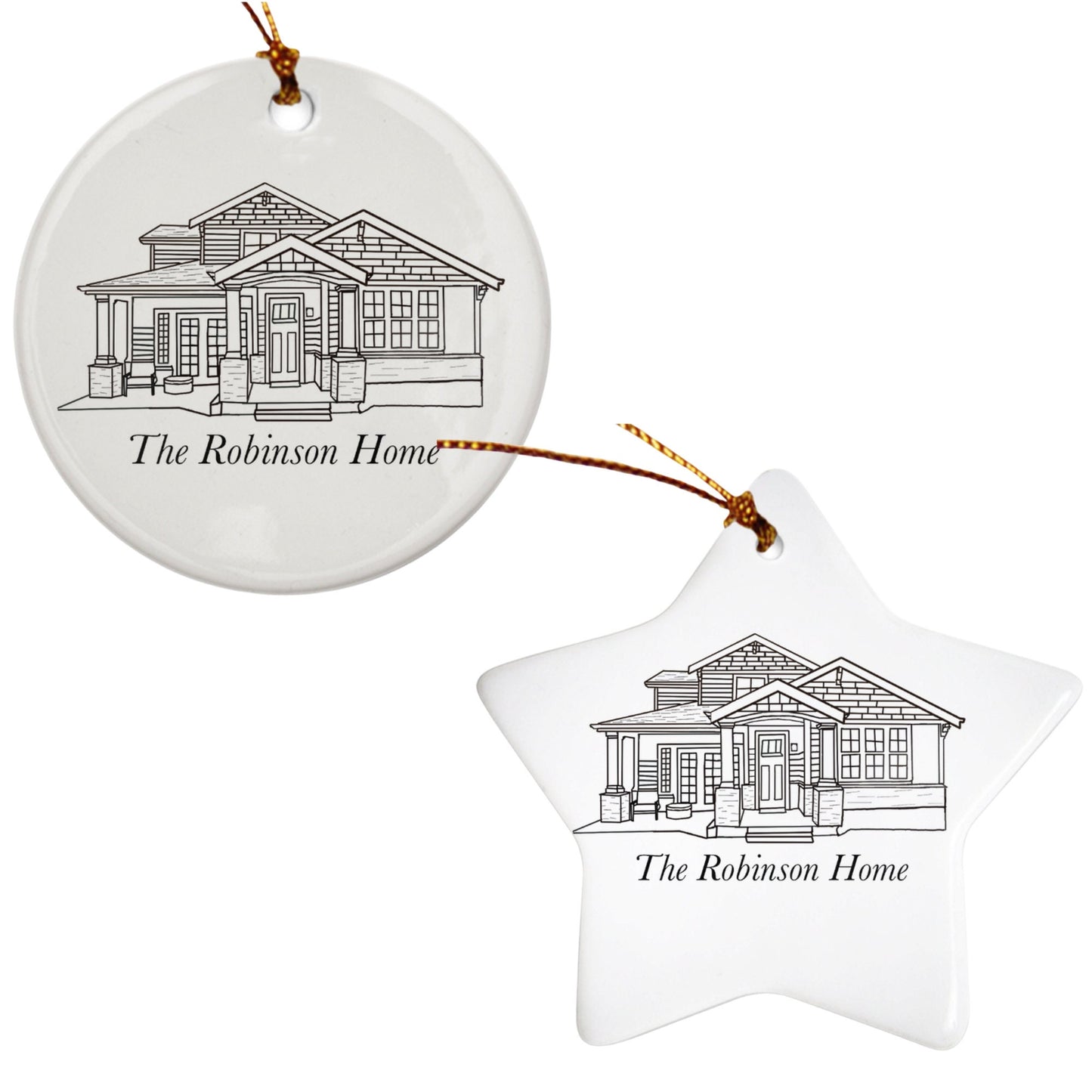 Personalized Home Line Drawing Ornaments