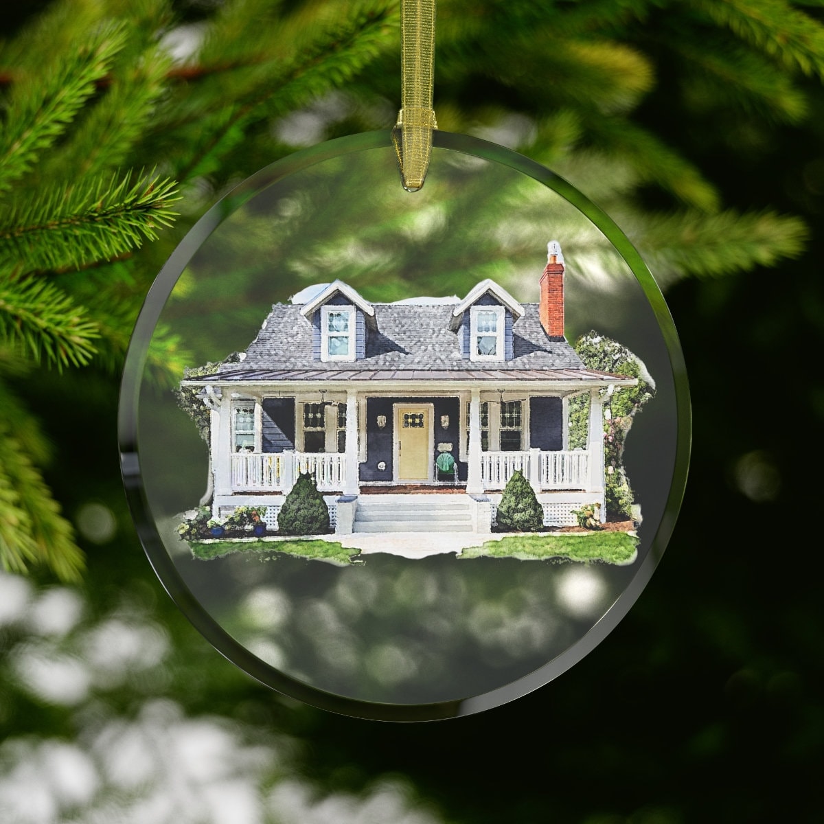 Watercolor House Ornament