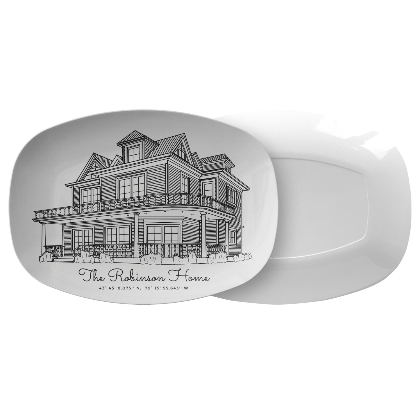 House Line Art on Custom Platter