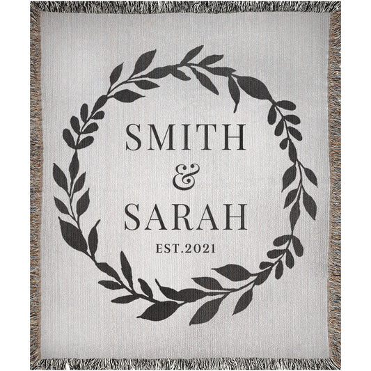 Personalized Woven Throw Wedding Gift with Couples Names