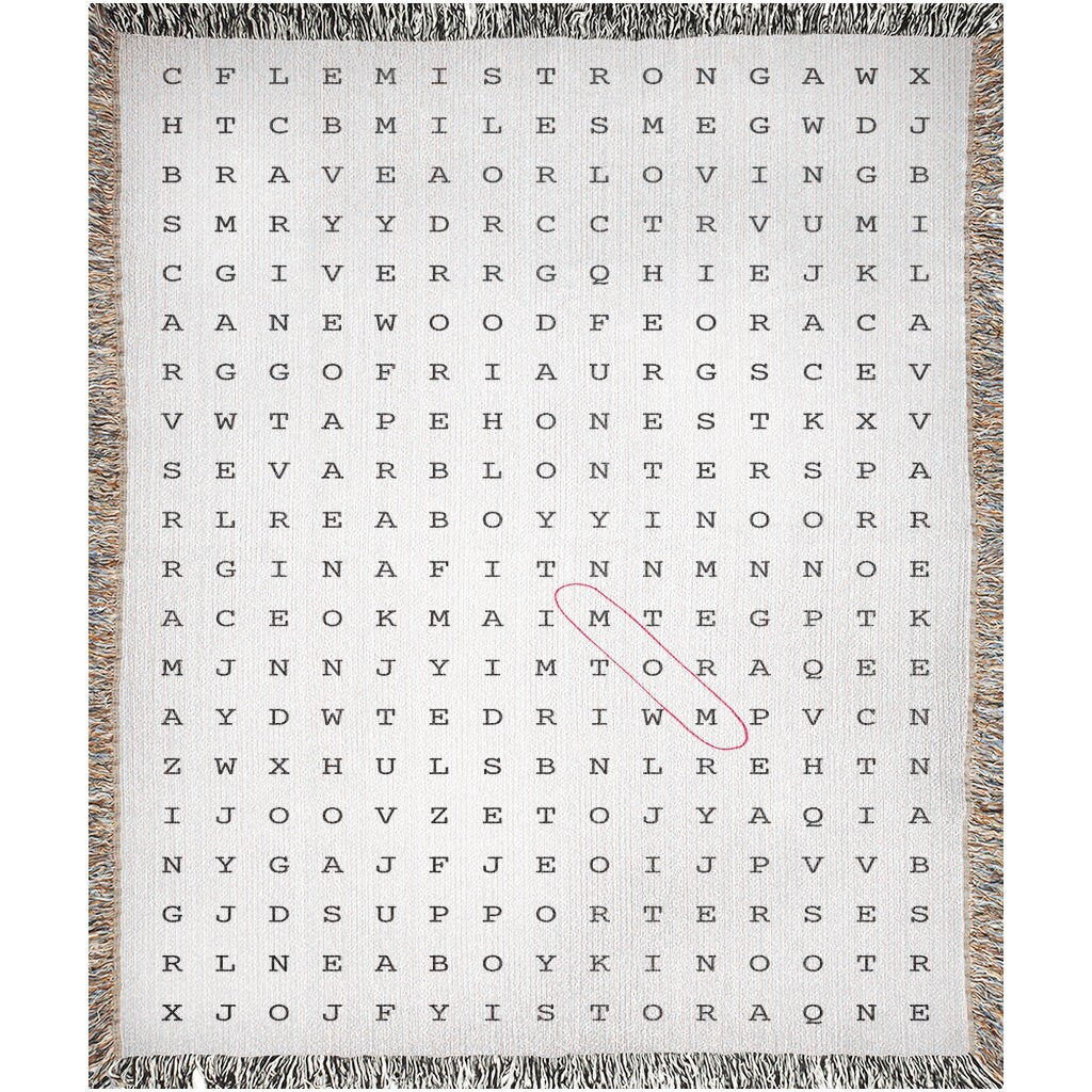 Personalized Word Search Puzzle Throw Blanket