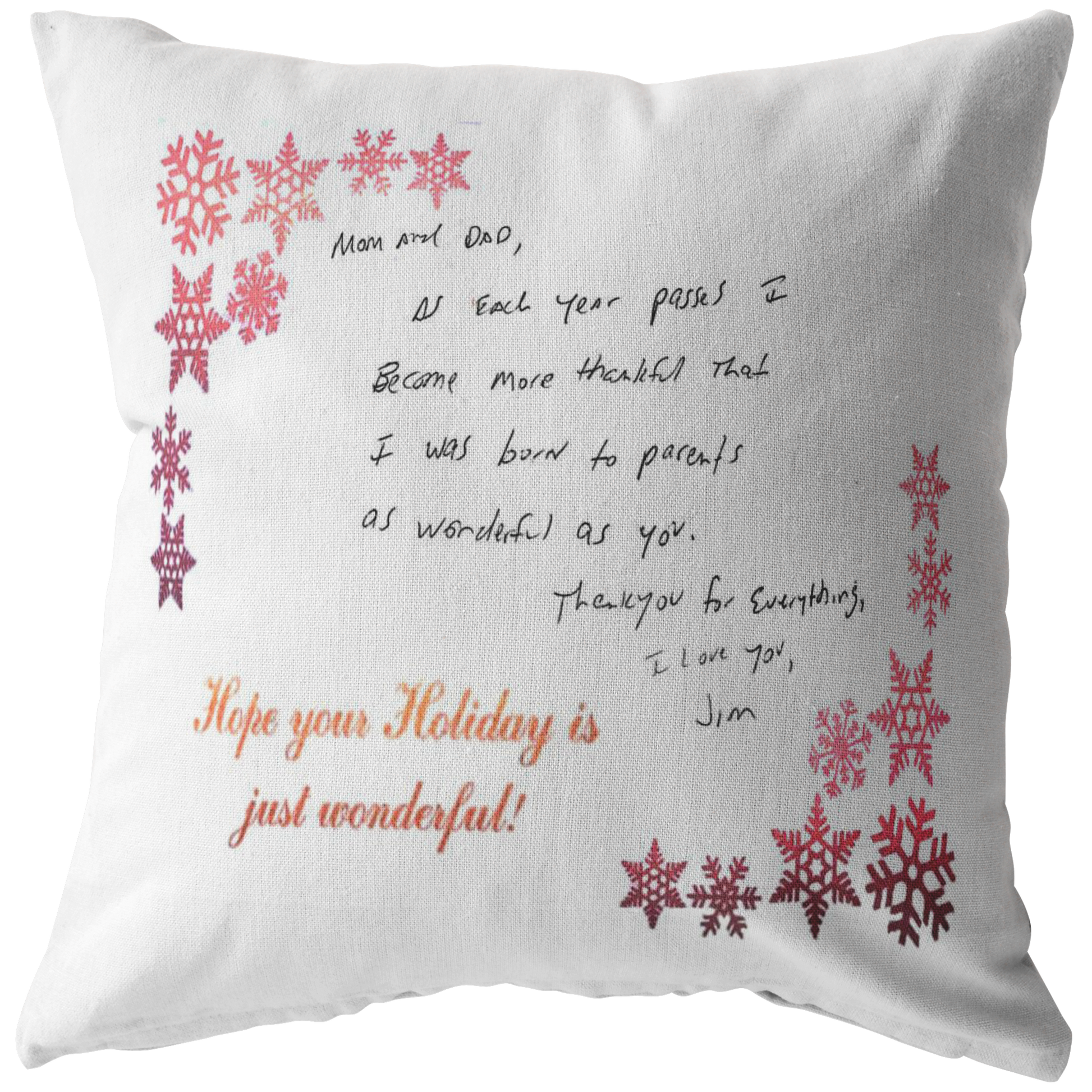 Personalized handwriting pillow top
