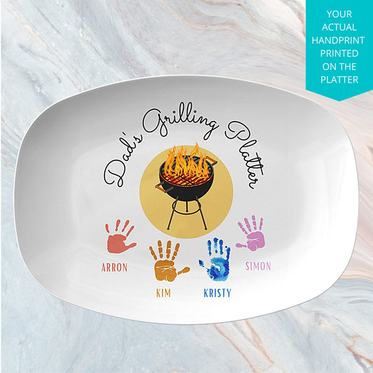 Grilling Platter with Kids Handprints