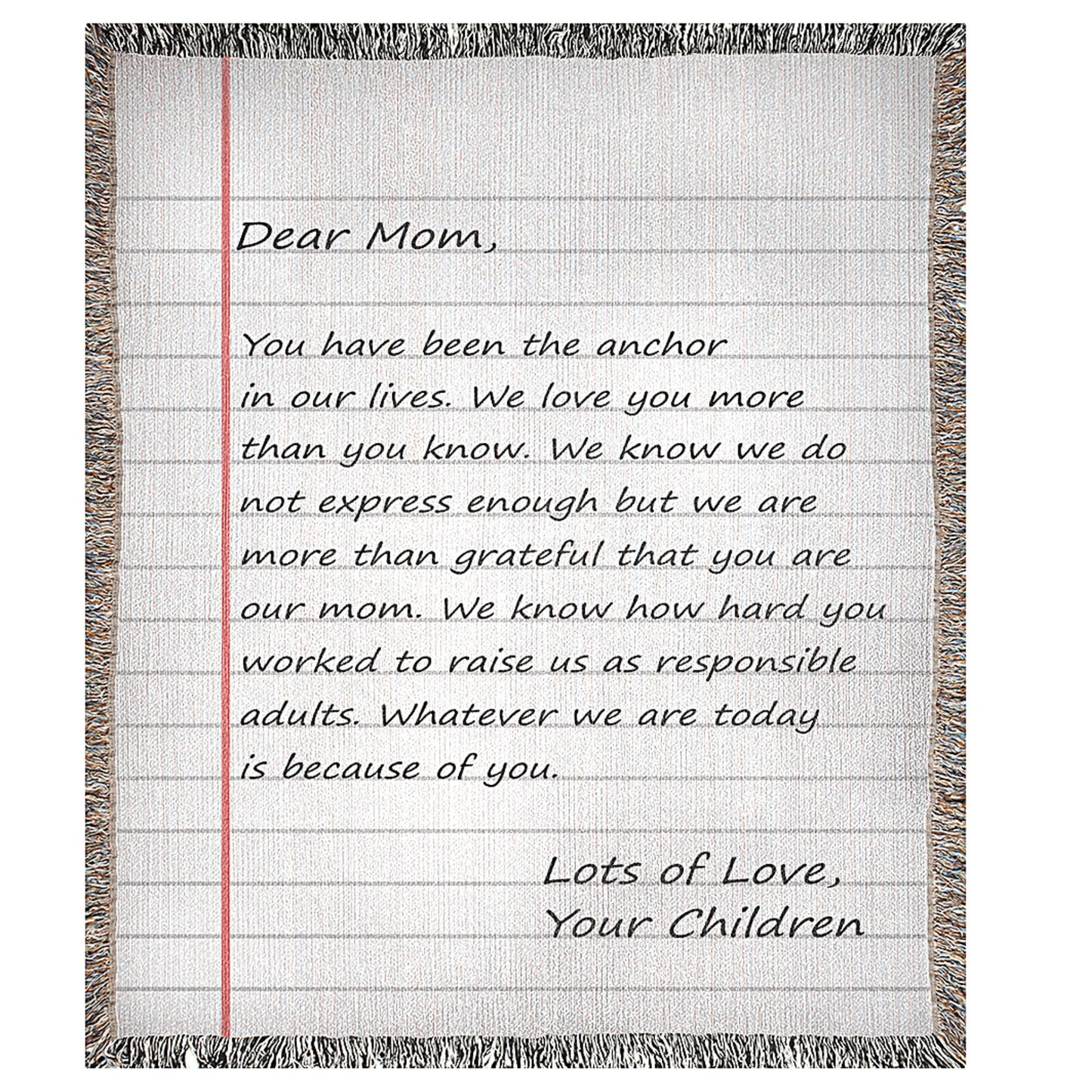 Woven Blanket with Handwritten Letter