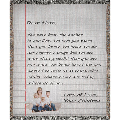 Woven Blanket with Handwritten Letter