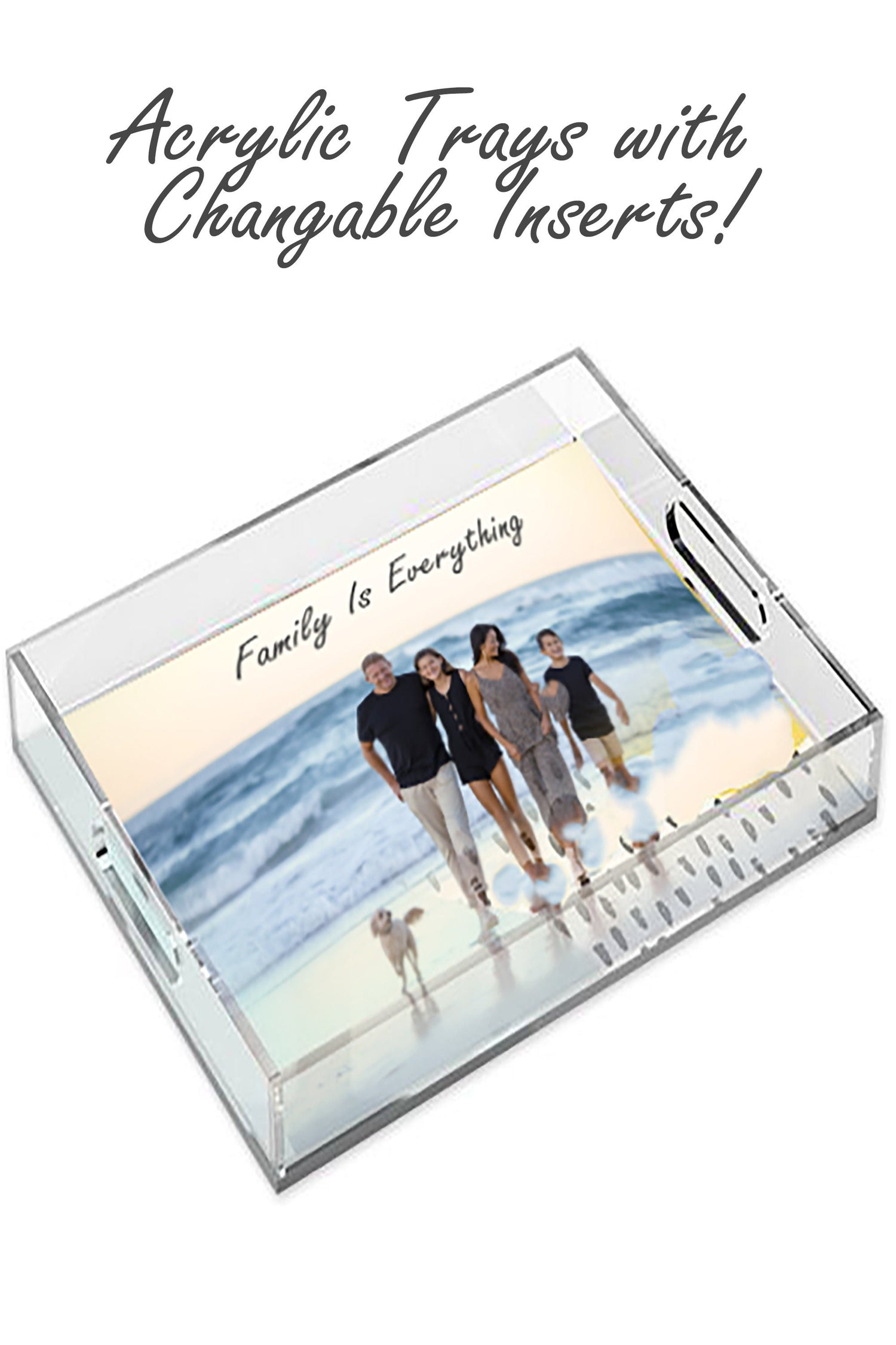 Lucite tray with insert