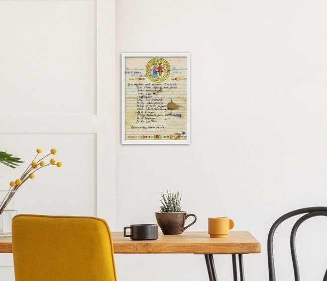 Handwritten Recipe Framed Print
