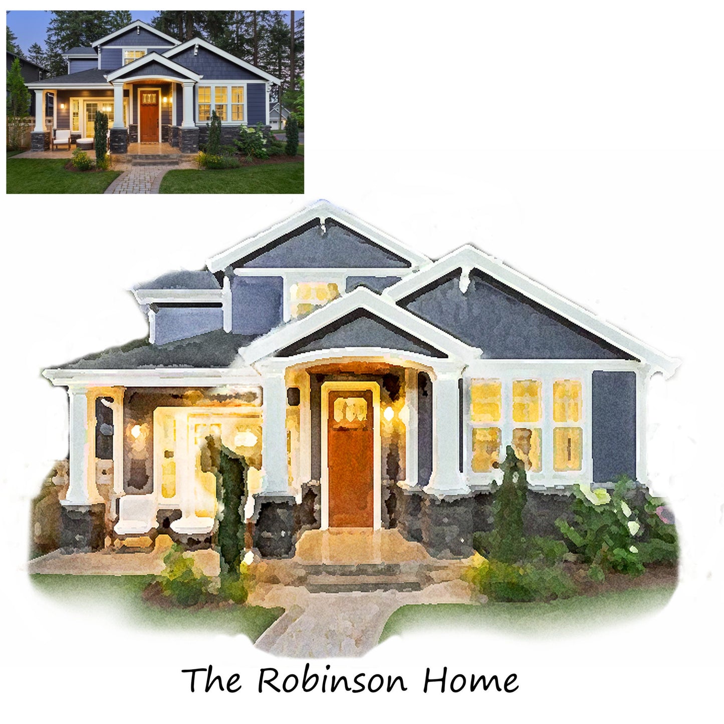 Personalized Watercolor House Painting