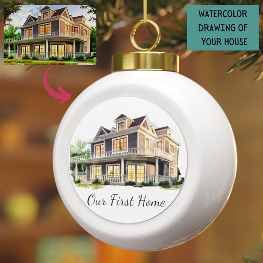 Watercolor House Ornament