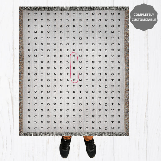 Personalized Word Search Puzzle Throw Blanket