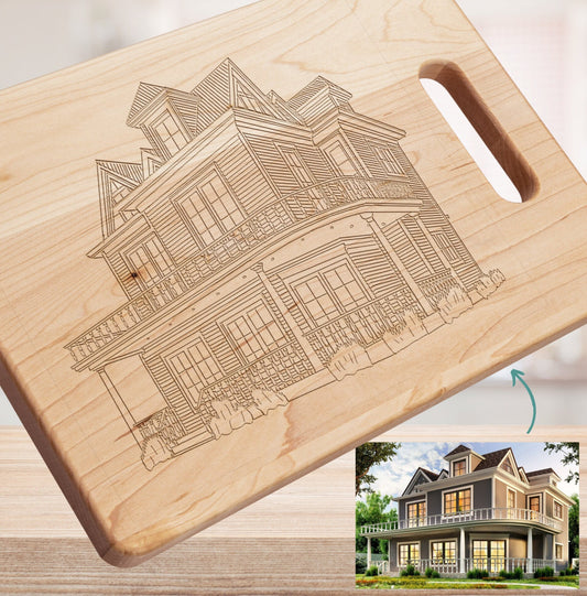 House Engraved Line Art
